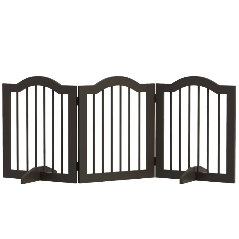 Freistehendes Hunde-Absperrgitter, 3 Paneele, klappbar, 154,5x29,5x61 cm, Kaffee
