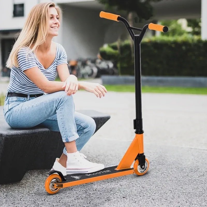 Stunt Scooter Kick Roller Aluminium Orange