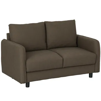 Zweisitzer-Sofa mit Stauraum, Polstersofa in Samtoptik mit Rückenkissen für Wohnzimmer, Schlafzimmer, Büro, Braun