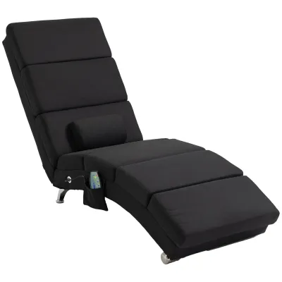 Ergonomischer Massagesessel, Relaxsessel, Liegesessel – 8 Vibrationspunkte – Schwarz