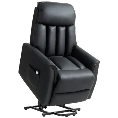 Aufstehsessel elektrisch – 145° Liegen, Kunstleder, Schwarz, 80x94x104 cm