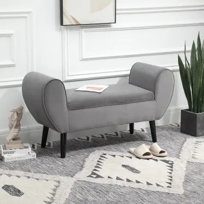 Sitzbank Polsterbank mit Stauraum Armlehnen Truhenbank modern grau