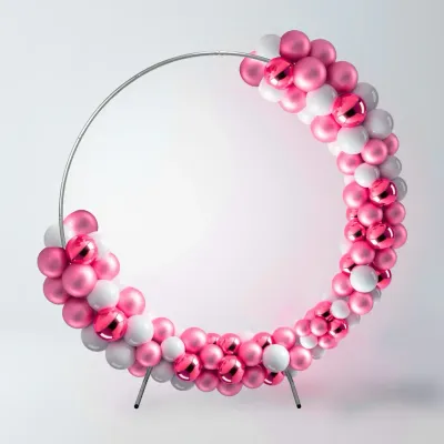 Runder Hochzeitsbogen 2 m – Silber | Blumen‑ &amp; Ballonbogen, zerlegbar, Tasche