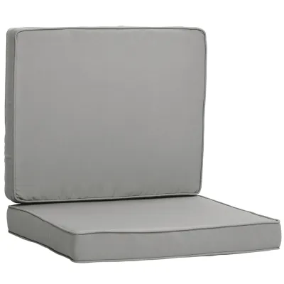 2er-Set Sitzkissen, 56 x 52 cm Stuhlkissen mit Reissverschluss, Stoffbezug, 7cm dick Polsterauflage, waschbar Hellgrau