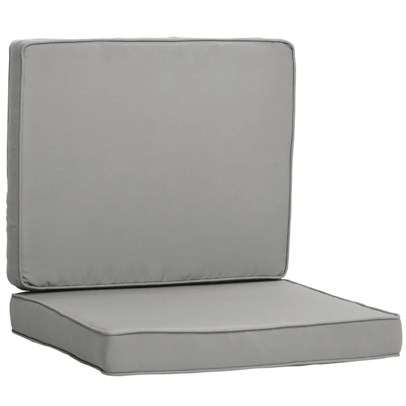 2er-Set Sitzkissen, 56 x 52 cm Stuhlkissen mit Reissverschluss, Stoffbezug, 7cm dick Polsterauflage, waschbar Hellgrau