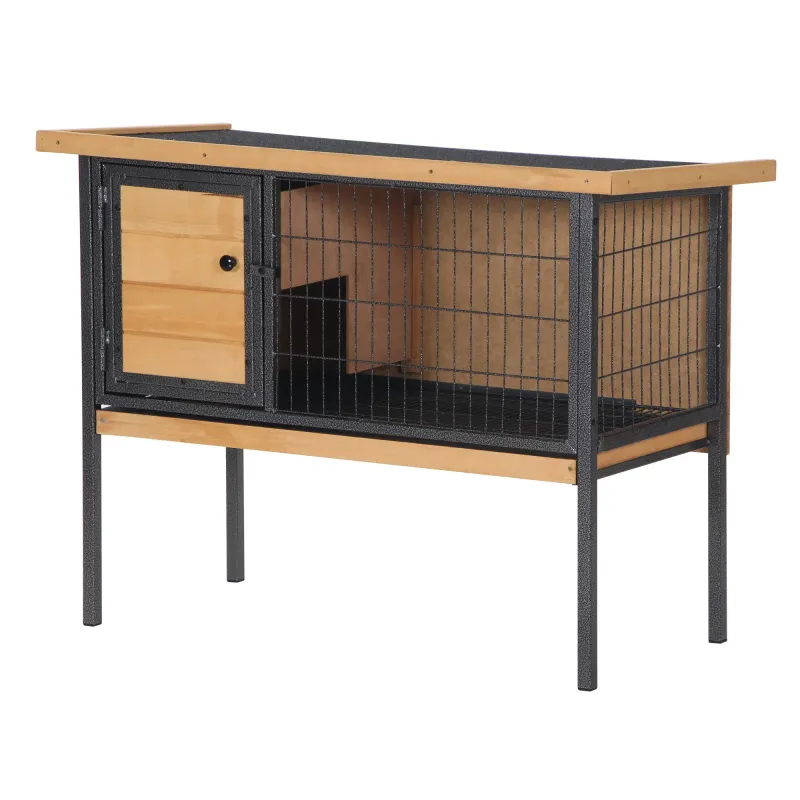 Hasenstall mit Klappdach auf Beinen, Nagetierkäfig, 91,5L x 45B x 70H cm