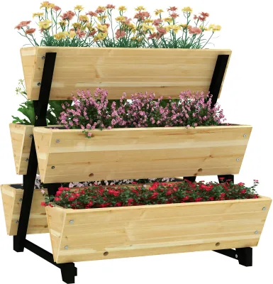 Hochbeet mit 3 Etagen 5 Pflanzkästen aus Holz