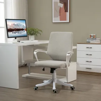 Bürostuhl ergonomischer Drehstuhl höhenverstellbar Beige+Weiss
