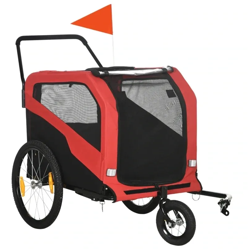 2-in-1 Hundeanhänger, Velo-/Fahrradanhänger für Hunde, Hundewagen mit Reflektoren, Hundebuggy max. 30 kg,