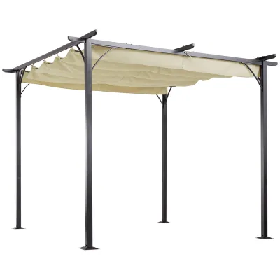 Cabrio-Pavillon 3 x 3 x 2,3 m Pergola wasserdicht mit Schiebedach Beige
