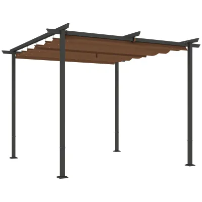 Pergola 3 x 3 m mit ausziehbarem Schiebedach | Braun