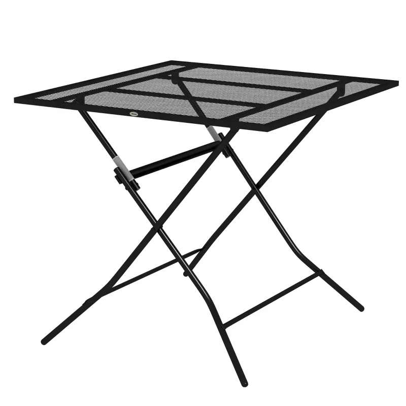 Terrassentisch mit Gitter-Tischplatte, quadratisch, klappbar,, 80x80x74cm, Schwarz, Campingtisch