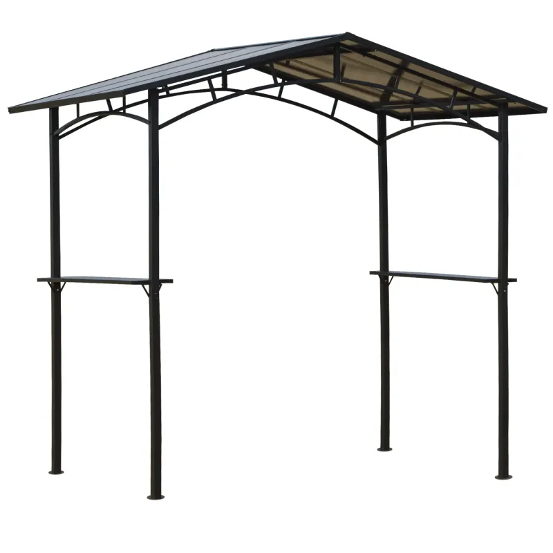 BBQ-Pavillon mit Metall-Polycarbonat-Dach, Gartenpavillon 2,5 x 1,5 m - Grillunterstand