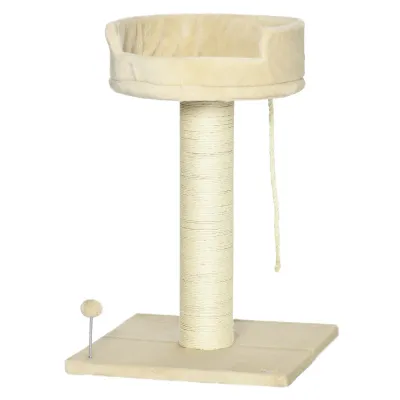 Kratzbaum Beige – Katzenbett, Spielzeug &amp; Sisal