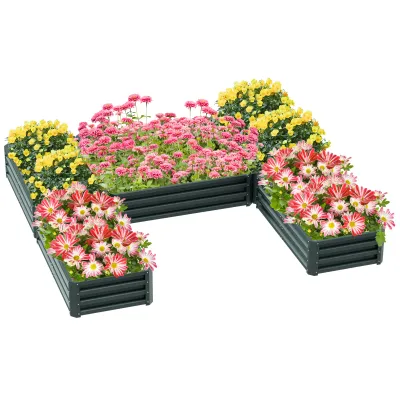 Set mit 5 Hochbeeten aus modularem Stahl für den Garten, für Gemüse, Pflanzen, Blumen, Grün