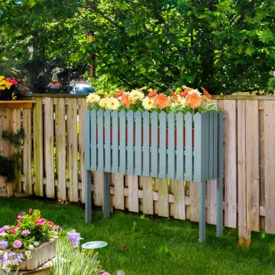 2-in-1 Gartenzaun und Pflanzenständer, wetterfester Anstrich, Massivholz, 100 x 30 x 90 cm