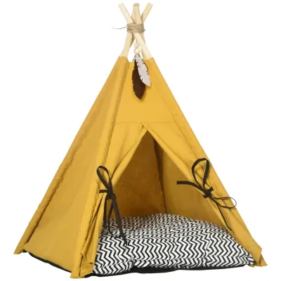 Tierbett Tipi-Design – Kissen, Bodenmatte, Hunde/Katzen, 60 x 60 x 76 cm