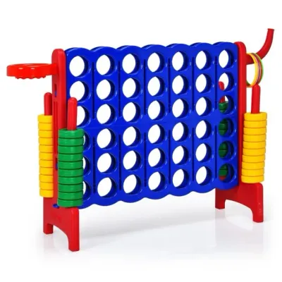 Grosses XL 4 Gewinnt Spielset mit Basketballkorb und Wurfspiel rot