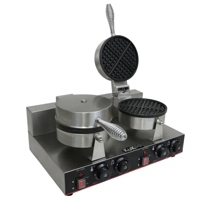Profi Doppel-Waffeleisen | Automatik 50–250 °C, 1–5 Min Timer, 1000 W, Antihaft, Edelstahl