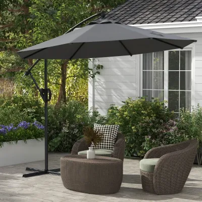 Sonnenschirm Ampelschirm, inkl. Kreuzfuss, 293 x 293 x 260 cm, Grau