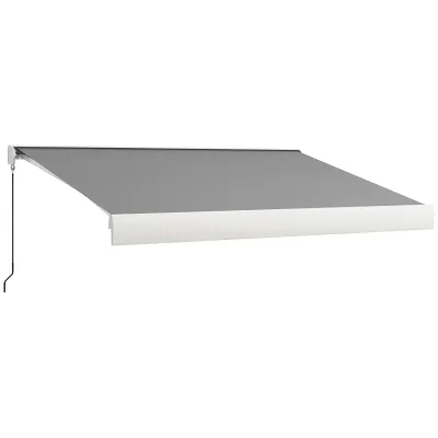 Sonnenstore, Markise, 4 x 3 m, elektrisch/manuell ausfahrbar, Vollkassette, Fernbedienung, Aluminiumrahmen, Hellgrau