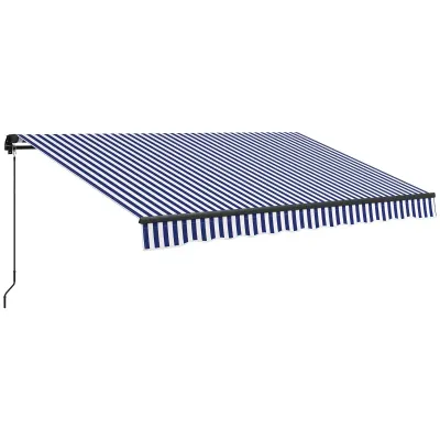 Sonnenstore, Markise Terrassenmarkise, inkl. Handkurbel, wetterbeständig, 350 cm x 290 cm, Blau + Weiss