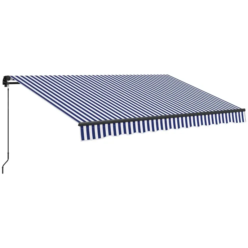 Sonnenstore, Markise Terrassenmarkise, inkl. Handkurbel, wetterbeständig, 350 cm x 290 cm, Blau + Weiss
