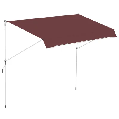 Sonnenstore, Markise, manuell ausziehbar Metall Alu Polyester UV-beständig Bordeaux 300L x 150B x 170-280H cm
