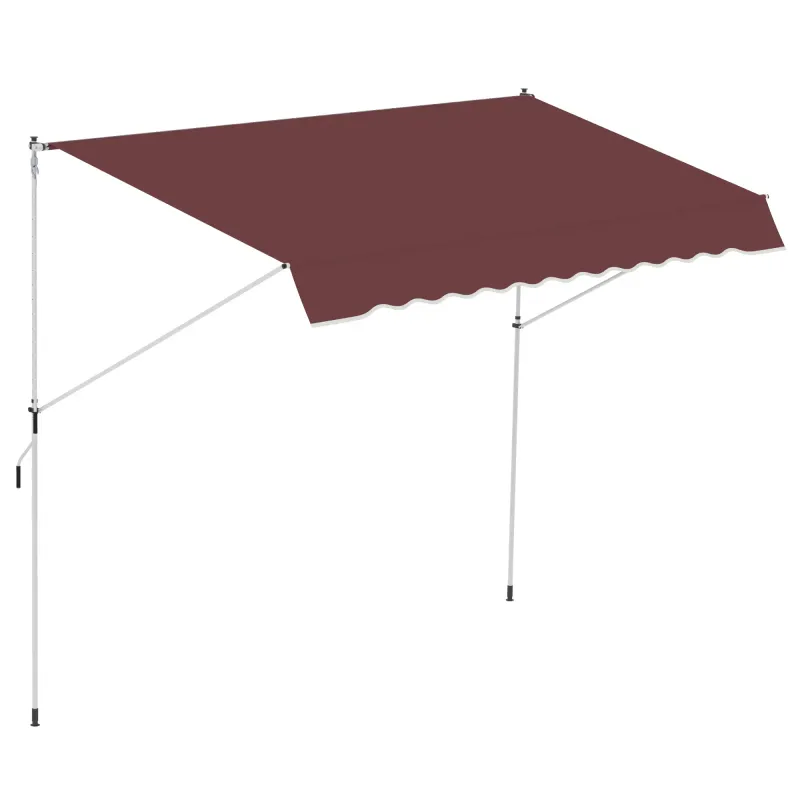 Sonnenstore, Markise, manuell ausziehbar Metall Alu Polyester UV-beständig Bordeaux 300L x 150B x 170-280H cm