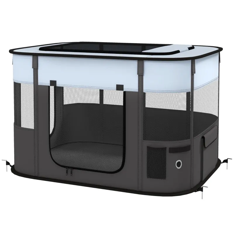 Spielgehege Haustiere, Welpenauslauf – faltbar, Aufbewahrungstasche, Grau