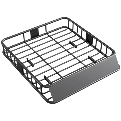 Universal Dachkorb Auto Dachträger Dach Gepäckträger mit Windabweiser 110,5L x 99,5B x 18,5H cm Metall Schwarz