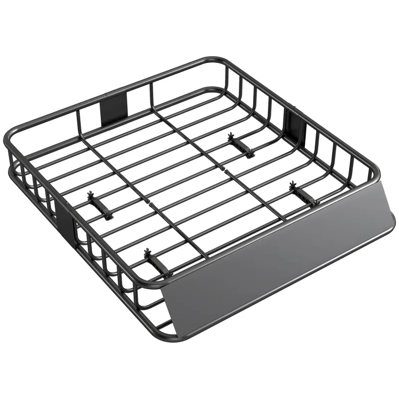 Universal Dachkorb Auto Dachträger Dach Gepäckträger mit Windabweiser 110,5L x 99,5B x 18,5H cm Metall Schwarz