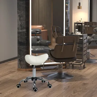 Sattelhocker, Kosmetikhocker, mit Rollen Cremeweiss