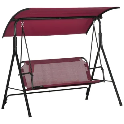 Hollywoodschaukel 3-Sitzer mit verstellbarem Dach, 172x110x153 cm, Rot und Schwarz