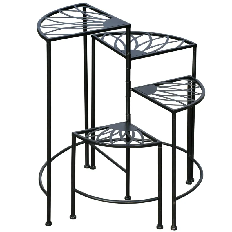 Blumentreppe, Vintage-Design mit 4 Etagen, Balkon, Garten, Schwarz Blumentreppe, Vintage-Design mit 4 Etagen, Balkon, Garten, Schwarz