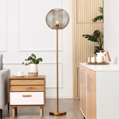 Vintage Stehlampe mit Metallgitter