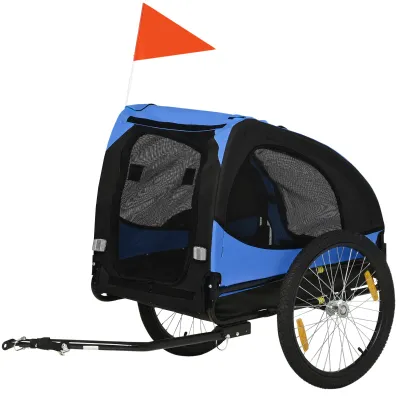 Velo-Hundeanhänger klappbarer Hunde-Fahrradanhänger, klappbar, wasserbeständig, Stahl, 140 x 71 x 83 cm, blau, Oxfordstoff, 20 kg, mit Reflektoren