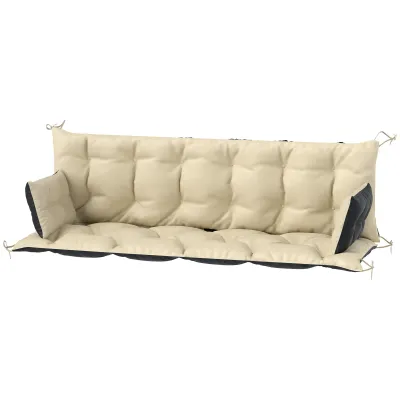 Outdoor-Kissen-Set für Bank oder Hollywoodschaukel, 180 x 110 x 8 cm, Beige+Schwarz