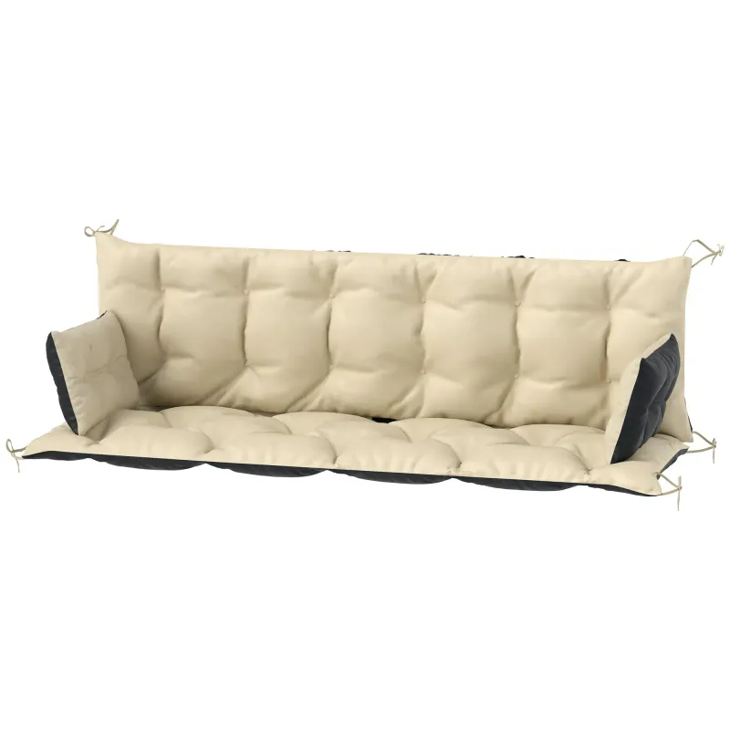 Outdoor-Kissen-Set für Bank oder Hollywoodschaukel, 180 x 110 x 8 cm, Beige+Schwarz