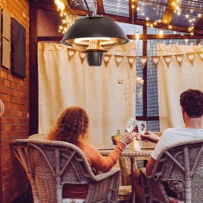 Deckenheizstrahler Heizstrahler 600W Schwarz Φ25,5 x H21,2cm