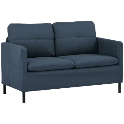 Attraktives Zweisitzer-Sofa, breite Armlehnen, atmungsaktiver Stoff, 135 x 67 x 80 cm, Dunkelblau