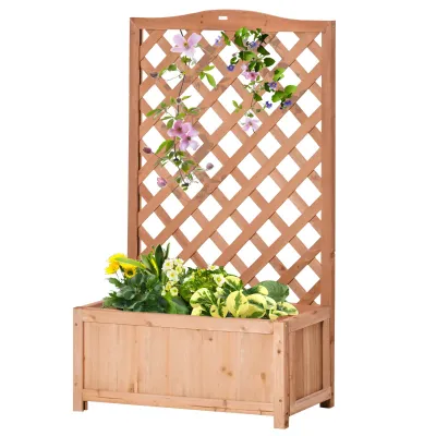 erhöhter Blumenkasten mit Gitter - 70B x 28T x 117H cm - Lattenboden -Tannenholz