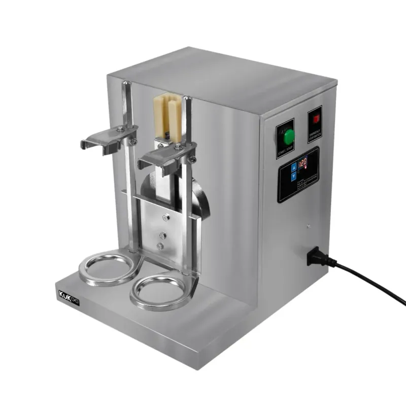 Automatischer Bubble‑Tea Shaker, Doppelkopf | 400 U/min, Timer 6–120 s, Edelstahl, inkl. 2x 700 ml Shaker