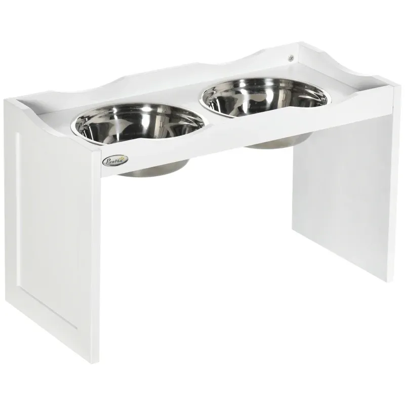 Futterstation Napfständer – 2 Fressnäpfe, 2L, grosser Hund, Weiss