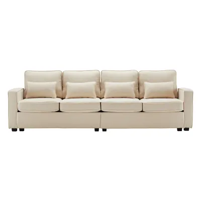Modernes 4-Sitzer-Sofa in Leinenoptik 264x83x87 cm, Beige