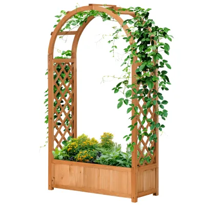 Rechteckiger Blumenkasten, Rosenbogen mit Gitter - 83 x 36 x 152 cm   Tannenholz