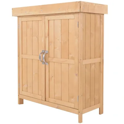 Geräteschuppen Gartenschrank 2 Fächer Tannenholz Natur Geräteschuppen Gartenschrank 2 Fächer Tannenholz Natur