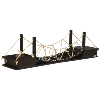 Katzenkletterwand Braun – Hängebrücke & Regal Katzenkletterwand Braun – Hängebrücke & Regal