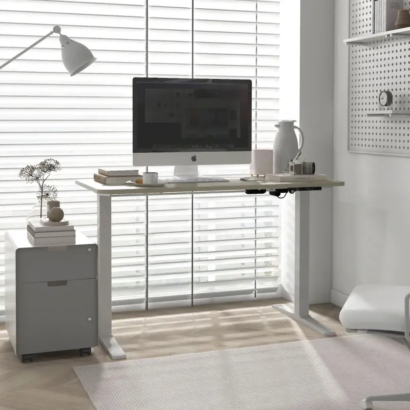 Stehpultgestell, höhenverstellbares Schreibtischgestell, LED-Anzeige, Weiss