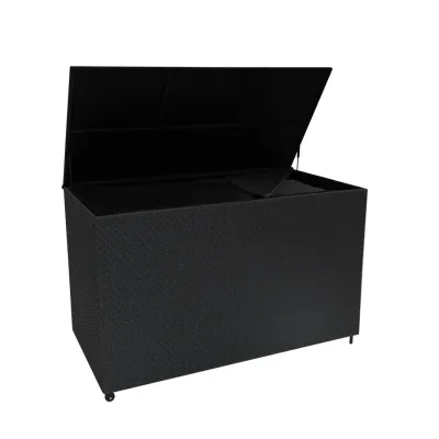 Rattan Kissenbox 996L – Schwarz | Polyrattan, wasserdicht, UV‑beständig